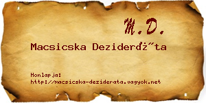 Macsicska Dezideráta névjegykártya